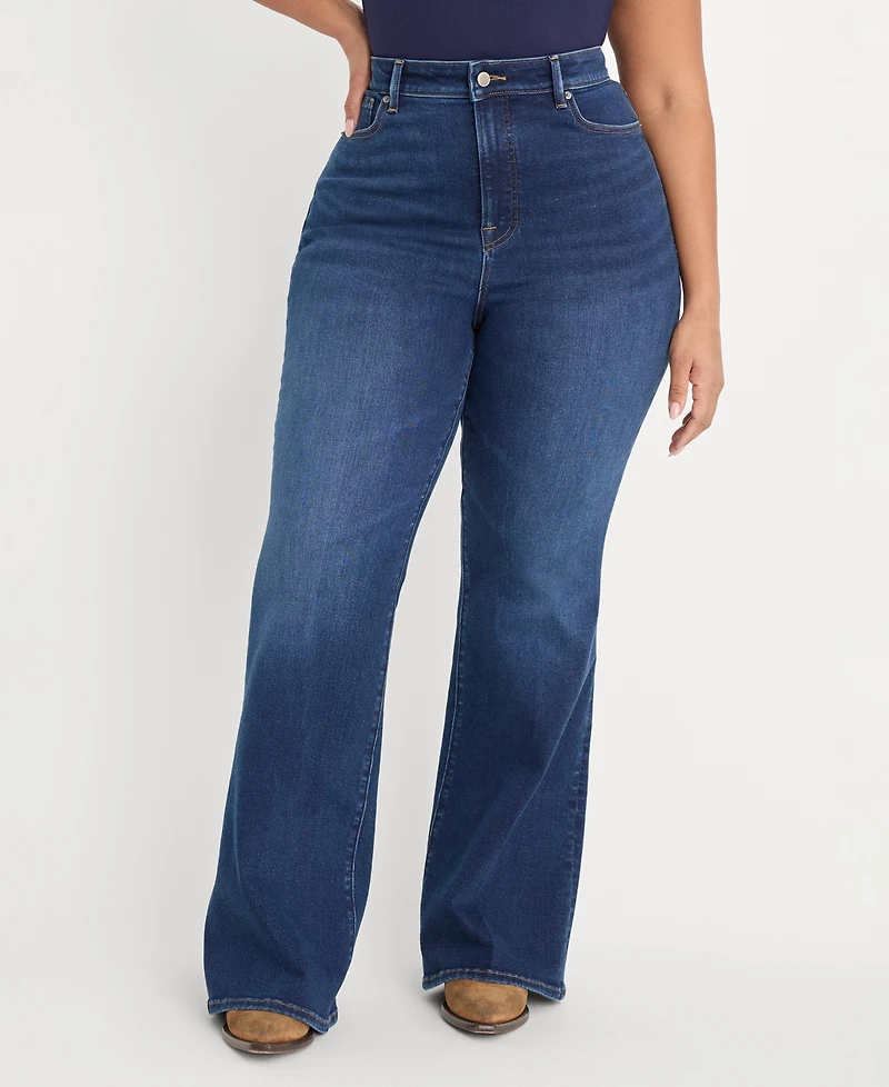 Good American Women's Compression Legs Flare Jeans