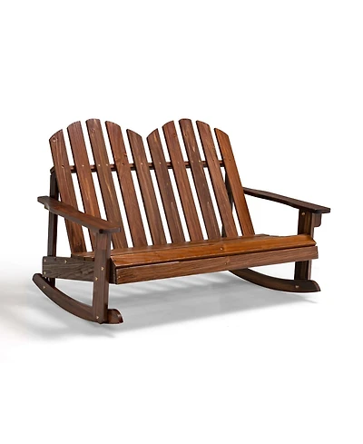 Gouun Fir Wood Outdoor Rocking Chair 2-Person with Slatted Seat