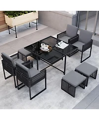 Sugift 9 Piece Patio Dining Set with Cushions for Yard and Garden