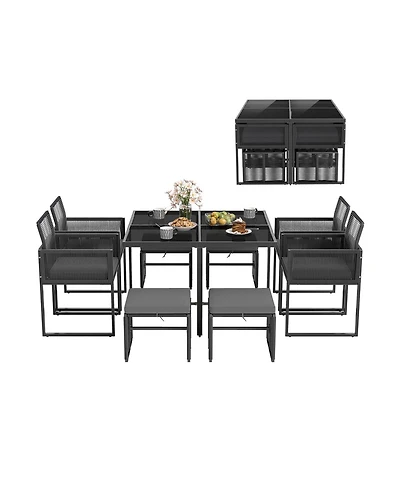 Sugift 9 Piece Patio Dining Set with Cushions for Yard and Garden