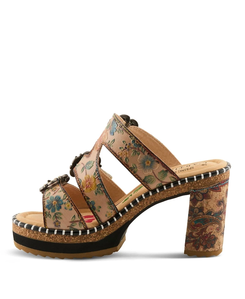 L`Artiste Women's Milemarker Floral Sandal with Cushioned Footbed Comfort