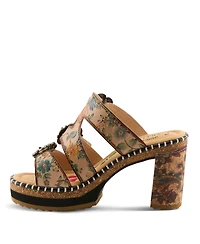 L`Artiste Women's Milemarker Floral Sandal with Cushioned Footbed Comfort