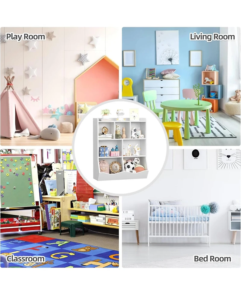 gaomon Set of 2 Toy Storage Cabinets, 3-Tier Kids Bookshelf with Multi Shelf Cubby for Bedroom, Playroom, Kindergarten