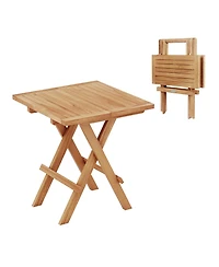 Gymax Patio Folding Side Table w/X-shaped Legs Slatted Tabletop for Backyard Outdoor