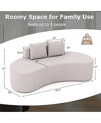 Gouun 78.5 in Curved Upholstered Sofa with 2 Accent Pillows, Seats 3