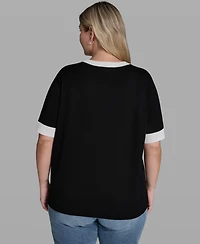 Karl Lagerfeld Paris Plus Pearl Flower-Detail Pull-On Sweater