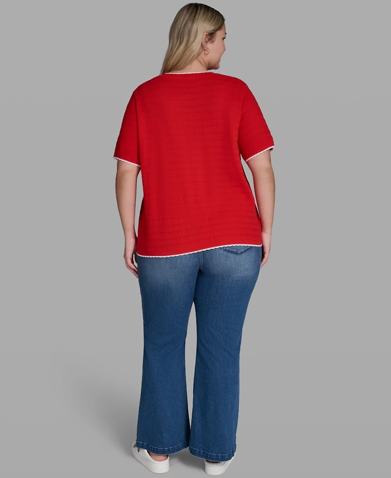 Karl Lagerfeld Paris Plus Button-Front Sweater