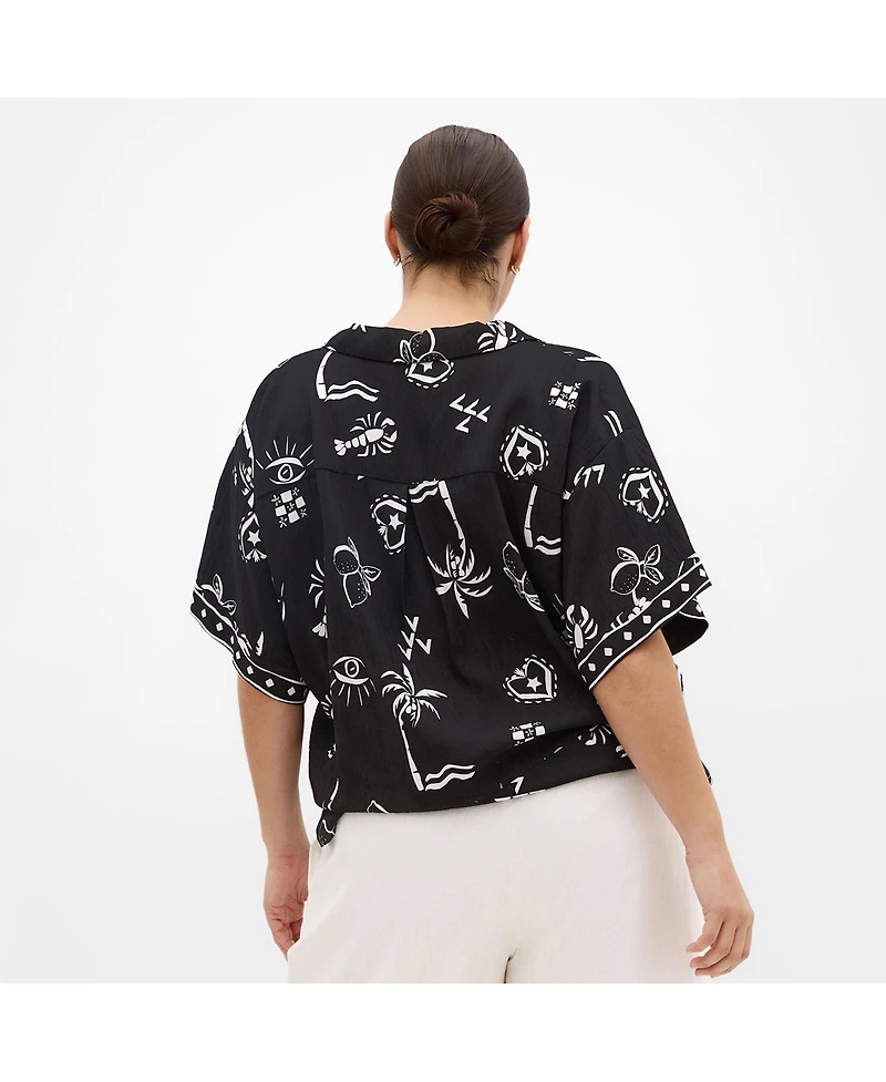 City Chic Women's Resort Border Print Shirt