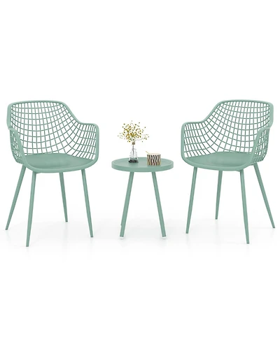 Slickblue 3-Piece Outdoor Patio Chair Set with Pp Seat and Tabletop for Porch