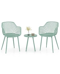 Slickblue 3-Piece Outdoor Patio Chair Set with Pp Seat and Tabletop for Porch