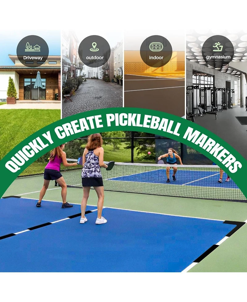 Hikeen Court Lines Marker Kit Anti-Slip and Wind-Resistant Throw Down Markers 28pcsr 84pcs, Pickleball Net Court for Outdoor Indoor Court