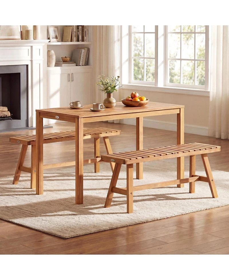 Gouun Acacia Wood Bench for Porch and Patio