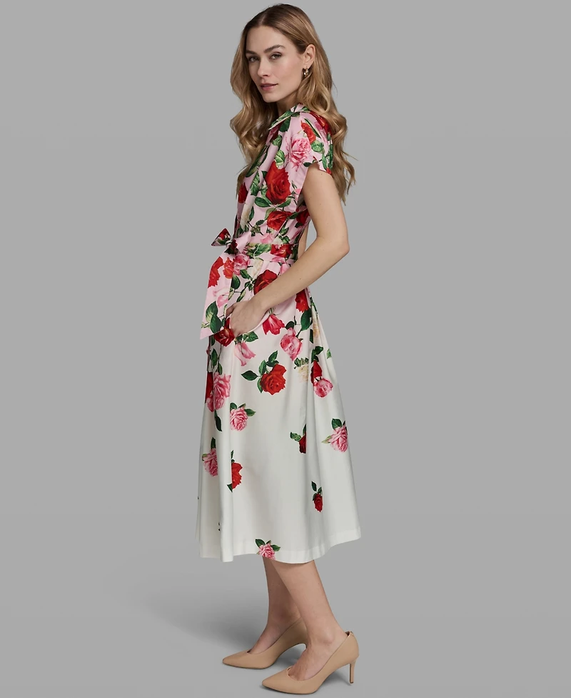 Karl Lagerfeld Paris Petite Printed Collared Shirt Dress