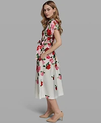 Karl Lagerfeld Paris Petite Printed Collared Shirt Dress