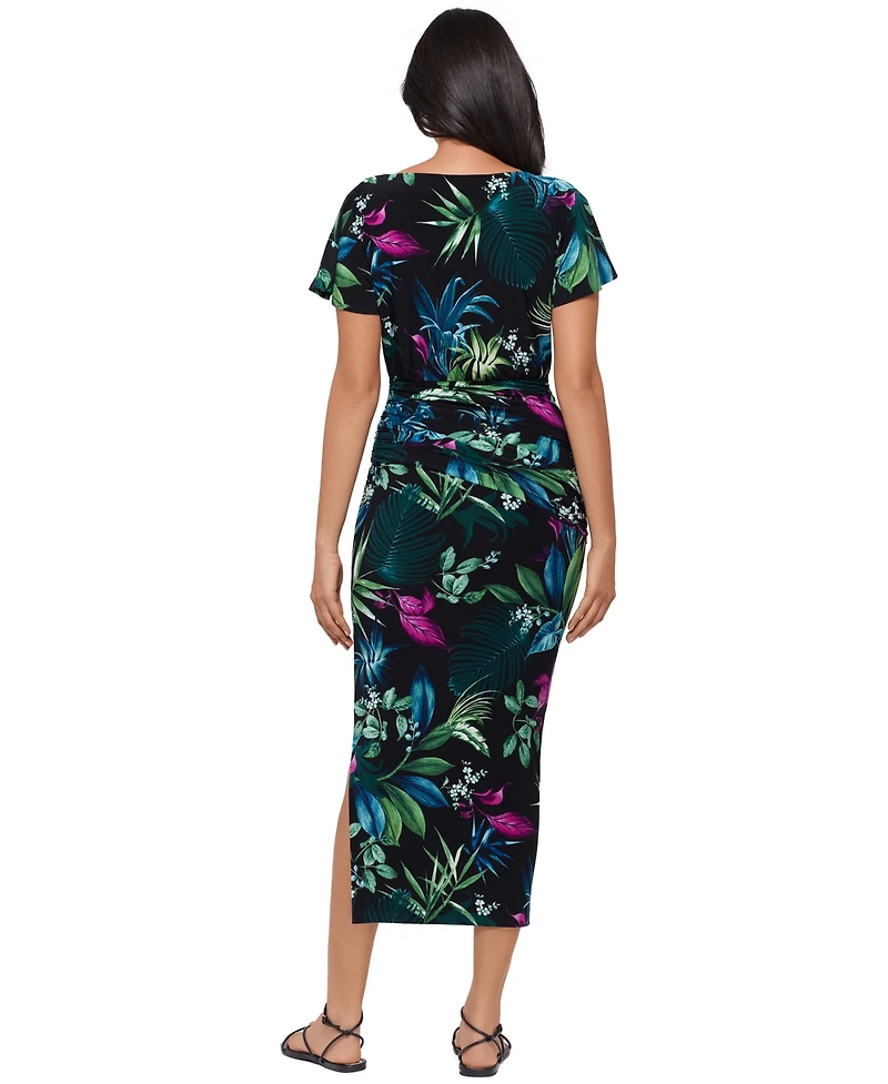 Body by Miraclesuit Women's Botanical-Print Boat Neck Dress