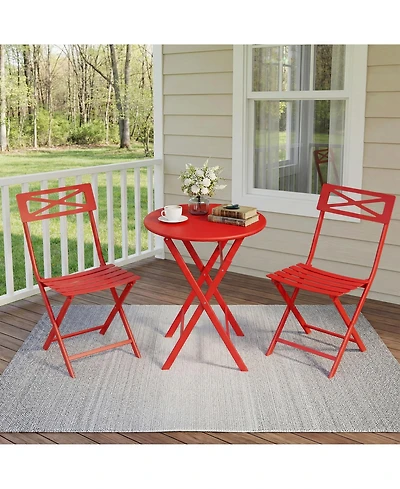 gaomon 3-Piece Patio Bistro Set - Iron Metal Table And Chairs For Outdoor Balcony Seating
