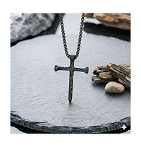 Metallo Stainless Steel, Textured Cross Necklace