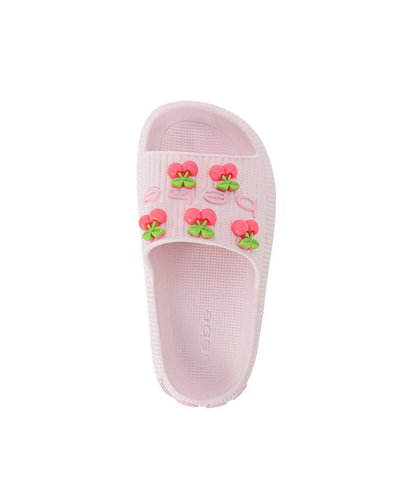 Bebe Girls Eva Slide - Lightweight Comfy Sandals with Cherry Charms