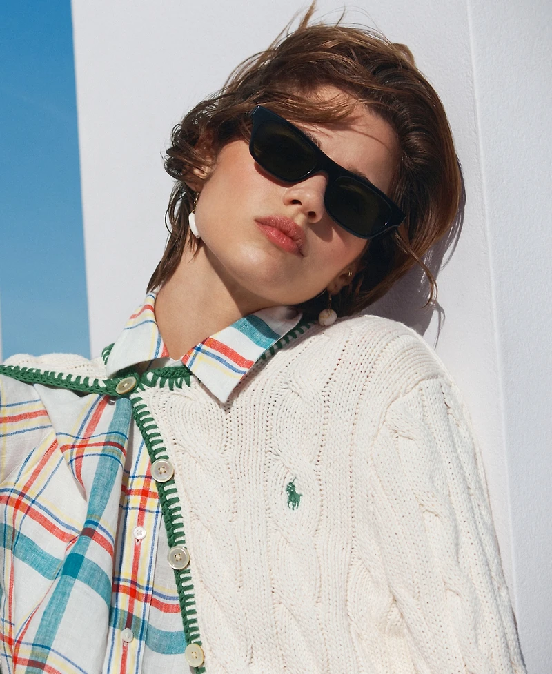 Polo Ralph Lauren Women's Crewneck Buttoned Placket Cropped Cardigan