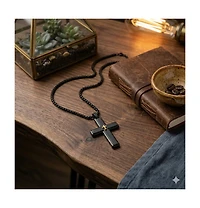 Metallo Stainless Steel Gold Brushed Cross Necklace