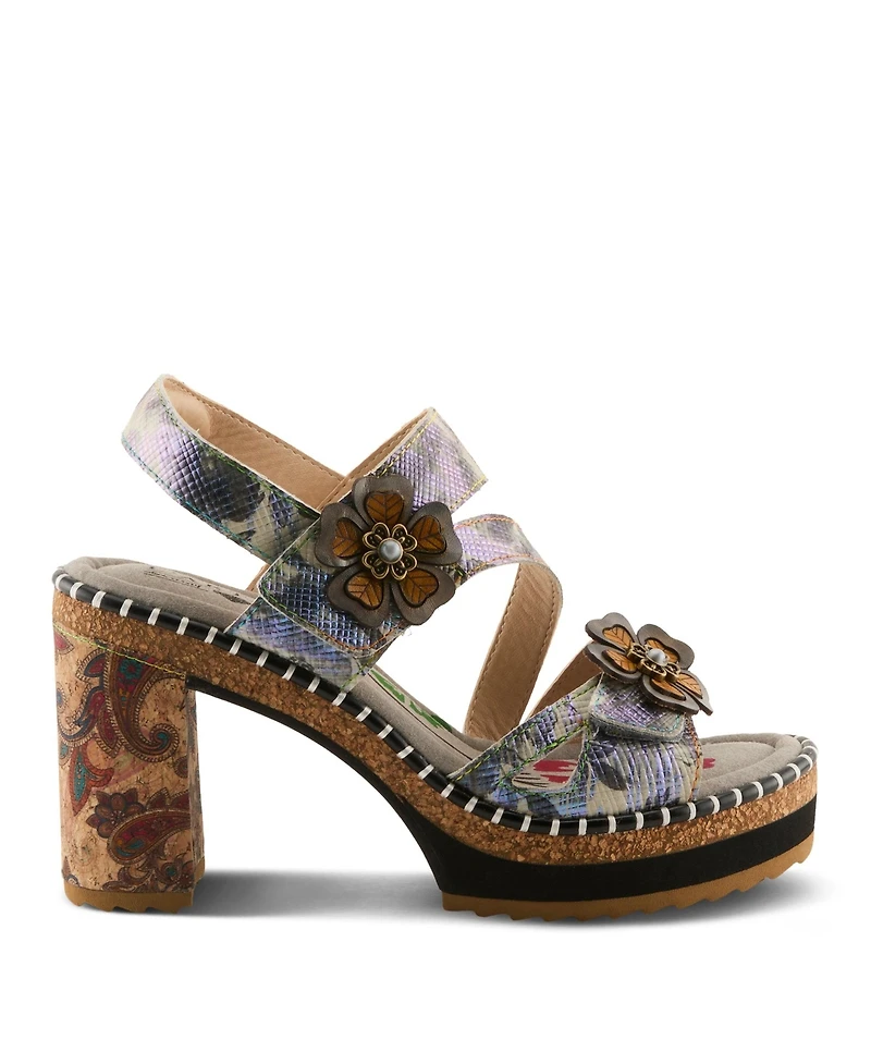 L`Artiste Women's Escapartist Artistic Sandal with Supportive Block Heel Comfort