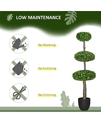 Homcom Set of 2 Artificial Plants Indoor & Outdoor Plants Boxwood Topiary