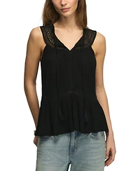 Lucky Brand Women's Peplum Lace Trimmed Sleeveless Tank