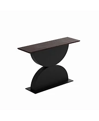 Flynama 47in Double Semi Circles 3D Hammered Base Console Table With Led Light Modern Entryway Table