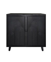 Flynama Modern Wood Storage Cabinet 31in Embossed Door Accent Cabinet For Living Room Bedroom