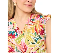 Msk Petite Smocked Waist V-Neck Tiered Dress