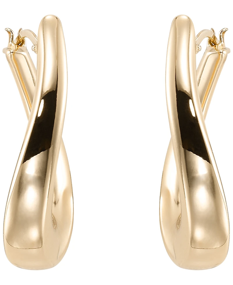 Italian Gold Wavy Hoop Earrings in 10k Yellow Gold