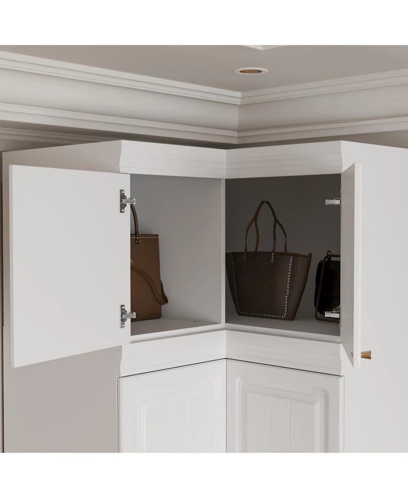 Homsee Wood 6-Door Corner Wardrobe Armoires with Storage Shelves