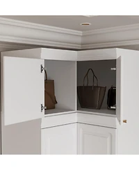 Homsee Wood 6-Door Corner Wardrobe Armoires with Storage Shelves