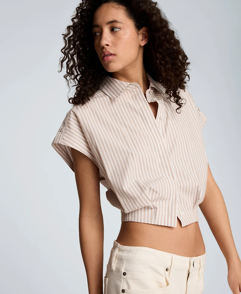 Kenneth Cole Women's Short-Sleeve Cropped Shirt