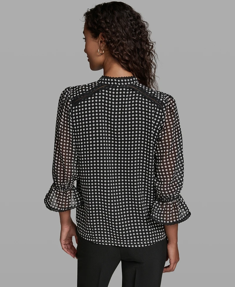 Karl Lagerfeld Paris Women's Front Keyhole Woven Top