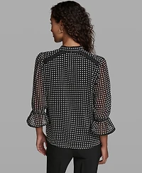 Karl Lagerfeld Paris Women's Front Keyhole Woven Top