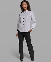 Karl Lagerfeld Paris Women's Button-Front Long-Sleeve Top