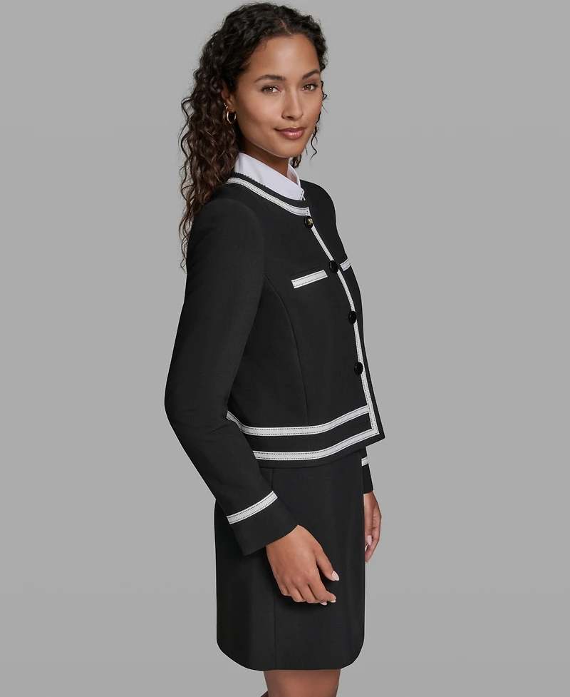 Karl Lagerfeld Paris Women's Cropped Round Neck Jacket