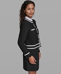 Karl Lagerfeld Paris Women's Cropped Round Neck Jacket