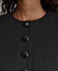 Karl Lagerfeld Paris Women's Round Neck Cropped Jacket