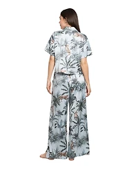 Midnight Bakery Women's Printed Top and Pajama Pants, 2Pc Set