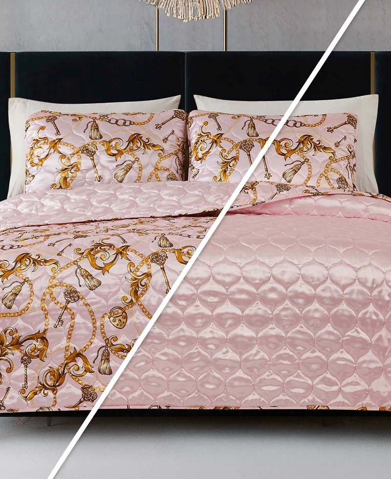 Baby Phat Printed Satin Chain 3-Pc. Quilt Set, King