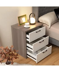 sumyeg Modern Dresser Nightstand with 3 Slide-Out Drawers