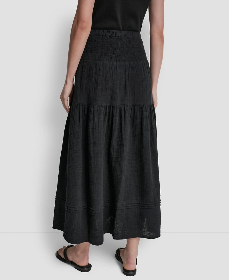 Dkny Jeans Women's Smocked-Waist Tiered Maxi Skirt