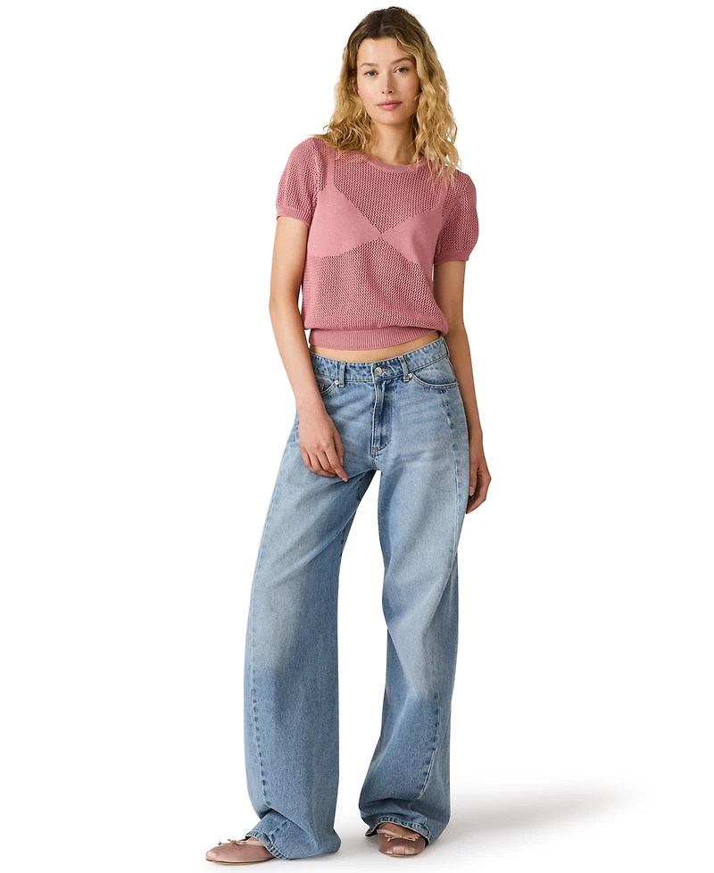 Steve Madden Women's Blakelee Crewneck Short-Sleeve Sweater