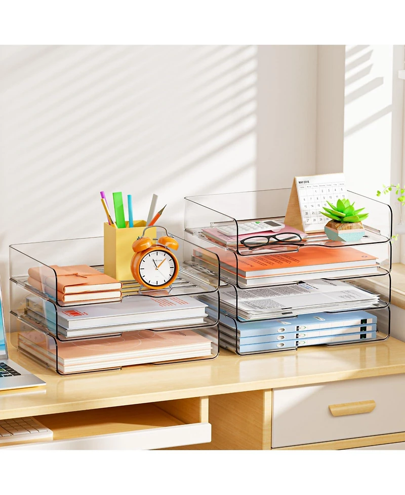 Gnuadz 4-Tier Paper Organizer Stackable Letter Tray