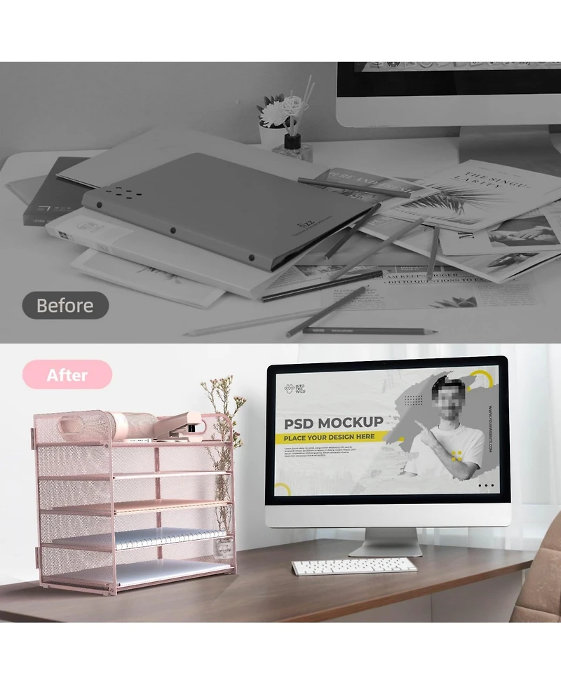 Gnuadz Letter Tray Paper Organizer 5-tier Desk File Holder Metal Desktop Document Shelf Office Classroom Organization