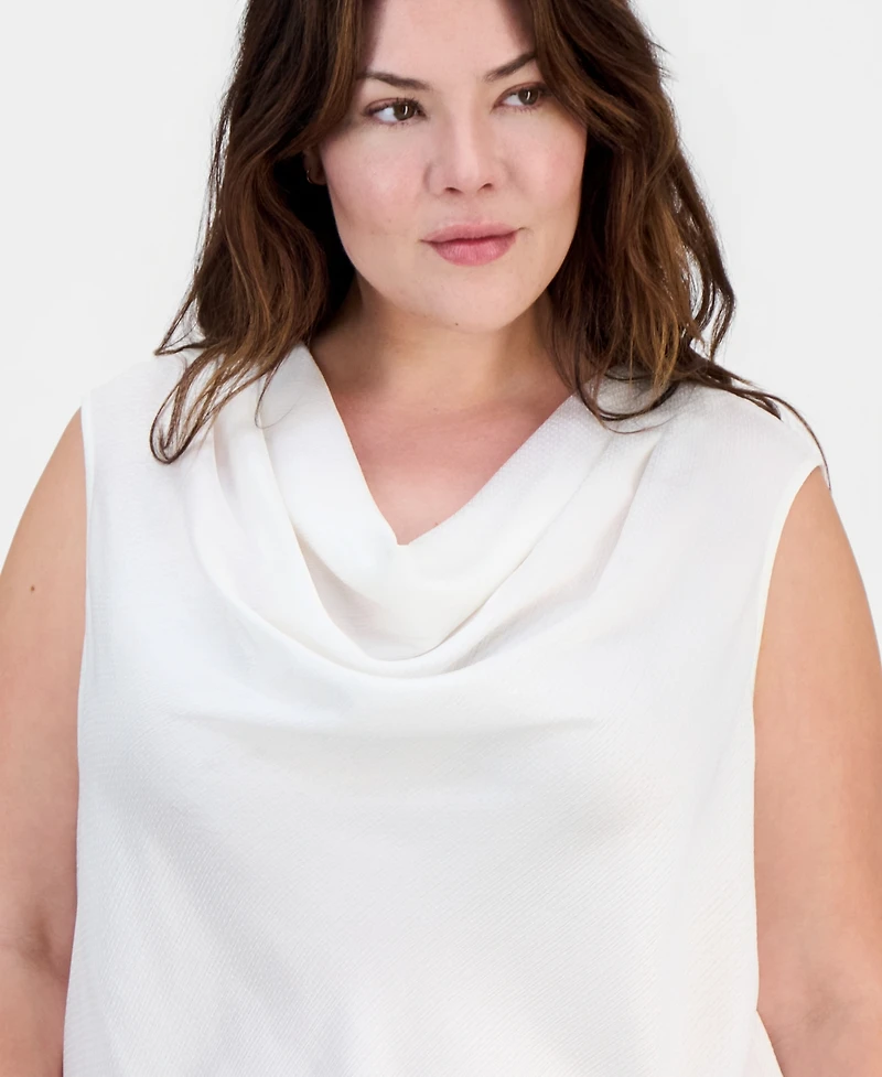 Kasper Plus Sleeveless Cowlneck Top