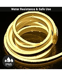 DELight 100FT Warm White Neon Rope Lights with 2" Plastic U Channel System 10PCS,Remote Control Ac 110V Waterproof Dimmable Cuttable Del-D1M100W