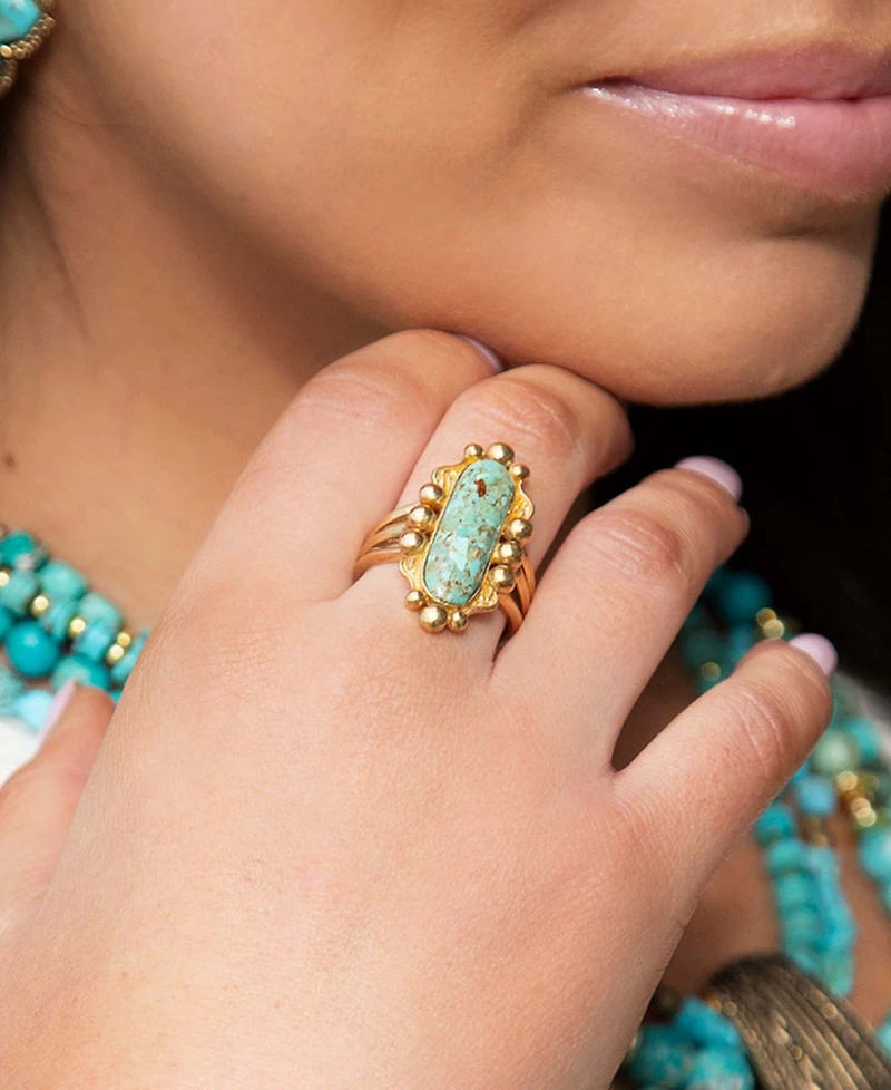 Barse Plateau Blue Turquoise and Golden Ring